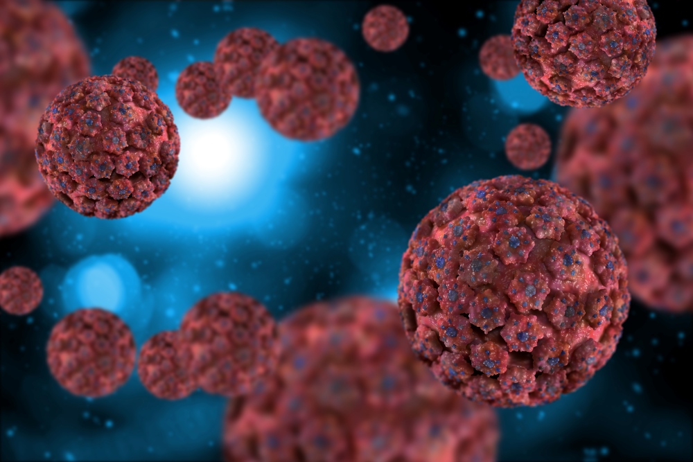 Imagen 3D del virus del papiloma humano (VPH)
