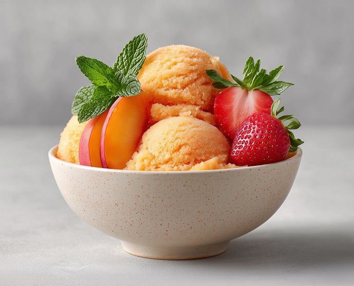 Helado de melocotón y almendra